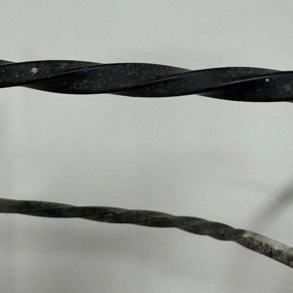 Vintage Primitive Wrought Iron Wire Basket Twisted Metal Scrolled Feet Black